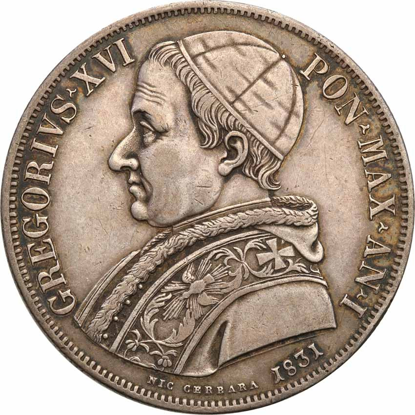 Watykan. Grzegorz XVI 1831-1846. Scudo 1831, Bolonia
